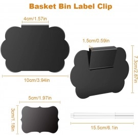 Labels for Storage Bins Set 28PCS, Basket Labels Clip On, Removable Kitchen Pantry Labels,Chalkboard Labels with White Chalk Markers