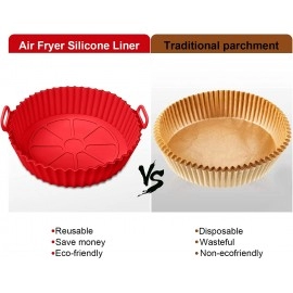 Air Fryer Silicone Pot, 2 Pcs Air Fryer Silicone Liners Food Safe Non Stick Air fryers Basket Oven Accessories, Reusable Replacement of Flammable Parchment Liner Paper Fits 3QT - 5QT Air Fryer