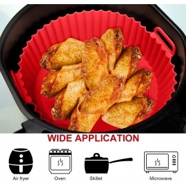 Air Fryer Silicone Pot, 2 Pcs Air Fryer Silicone Liners Food Safe Non Stick Air fryers Basket Oven Accessories, Reusable Replacement of Flammable Parchment Liner Paper Fits 3QT - 5QT Air Fryer