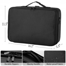 Travel Makeup Train Case Professional Makeup Case 16" Large Capacity Cosmetic Case Make up Brush Organizer Portable Artist Storage Bag with Adjustable Dividers and shoulder strap Black