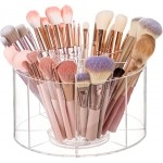 Clear 360 Rotating Makeup Brush Holder Organizer, 8.26 x 8.26 x 4.48 Inches Acrylic Makeup Organizer with 8 Compartments