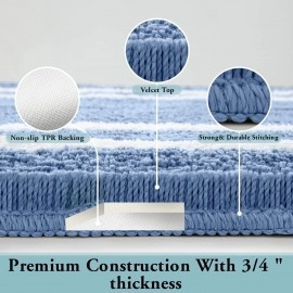 Bathroom Rugs, Soft Shaggy & Absorbent Bath Rugs, Non-Slip Bathroom mats Machine Washable Plush Bath mats Easier to Dry for Tub, Kitchen, Bedroom (36"x24", Blue)