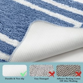 Bathroom Rugs, Soft Shaggy & Absorbent Bath Rugs, Non-Slip Bathroom mats Machine Washable Plush Bath mats Easier to Dry for Tub, Kitchen, Bedroom (36"x24", Blue)