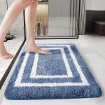 Bathroom Rugs, Soft Shaggy & Absorbent Bath Rugs, Non-Slip Bathroom mats Machine Washable Plush Bath mats Easier to Dry for Tub, Kitchen, Bedroom (36"x24", Blue)