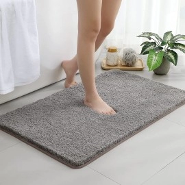 Large Bathroom Rugs, Non Slip Bath Mat for Bathroom 24"x40", Extra Soft and Absorbent Microfiber Shaggy Bathroom Mats, Plush Rugs for Tub, Shower, and Toilet (Grey)