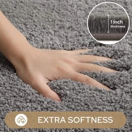 Large Bathroom Rugs, Non Slip Bath Mat for Bathroom 24"x40", Extra Soft and Absorbent Microfiber Shaggy Bathroom Mats, Plush Rugs for Tub, Shower, and Toilet (Grey)