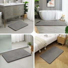 Large Bathroom Rugs, Non Slip Bath Mat for Bathroom 24"x40", Extra Soft and Absorbent Microfiber Shaggy Bathroom Mats, Plush Rugs for Tub, Shower, and Toilet (Grey)