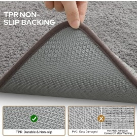 Large Bathroom Rugs, Non Slip Bath Mat for Bathroom 24"x40", Extra Soft and Absorbent Microfiber Shaggy Bathroom Mats, Plush Rugs for Tub, Shower, and Toilet (Grey)