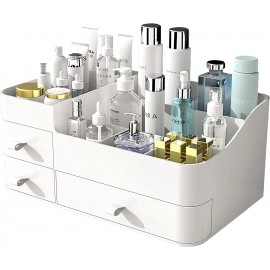 Makeup Organizer for Vanity, Large Countertop Organizer with Drawers, Cosmetics Storage for Skin Care, Brushes, Eyeshadow, Lotions, Lipstick,Nail Polish.Great for Dresser, Bathroom, Bedroom (White)